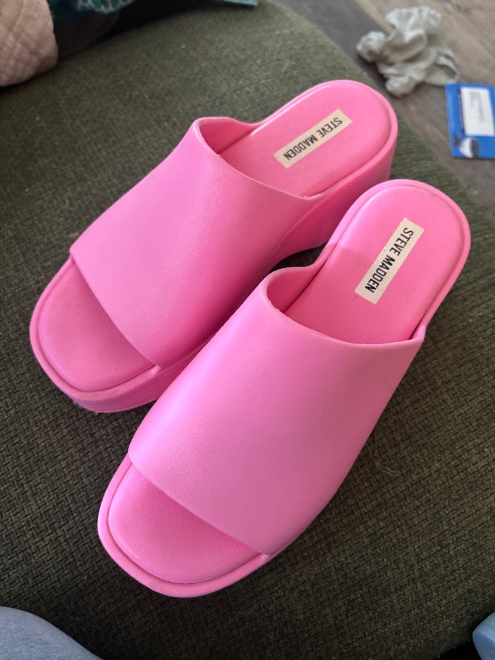 Steve Madden Hot Pink Platform Slide Sandals